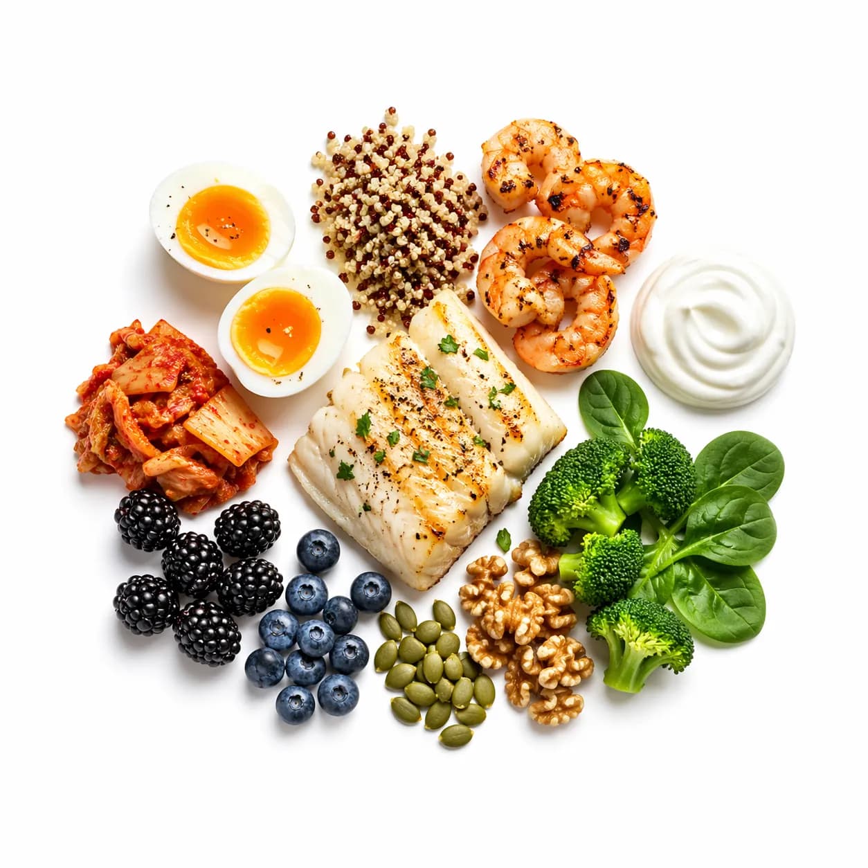 Illustrative food photography — diverse whole foods